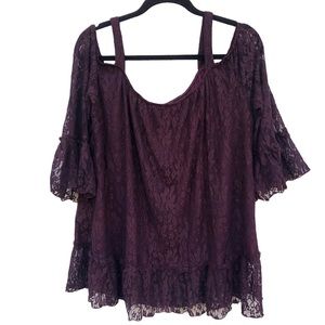 Lane Bryant cold shoulder lace top 22 24 3X